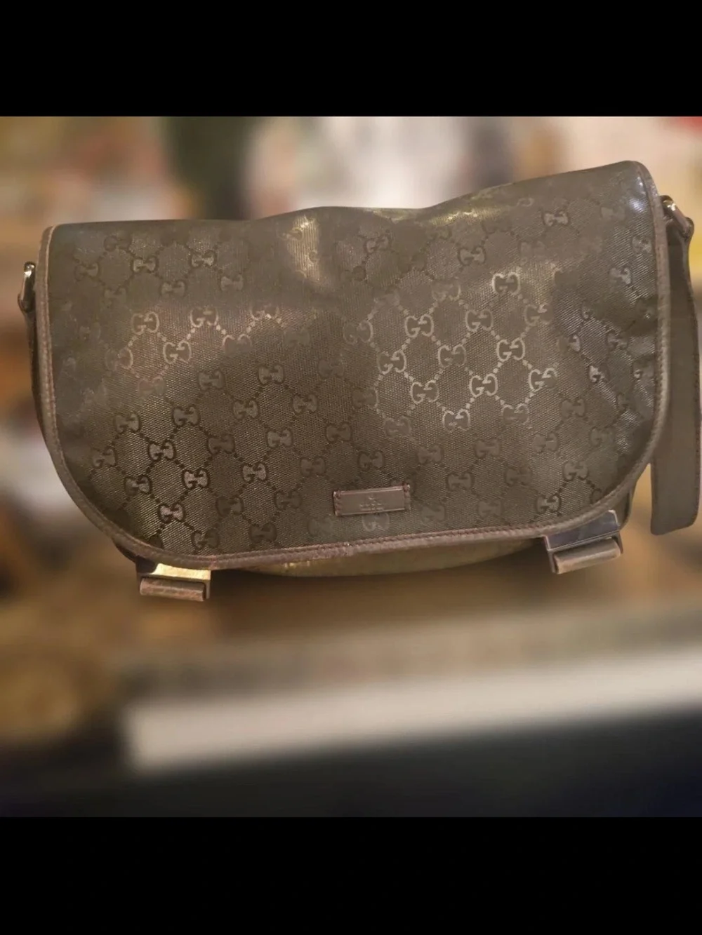 Gucci Brown GG Monogram Crossbody Messenger Bag